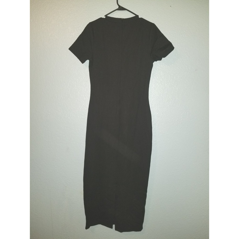 BOHME Dress Black Midi Bodycon Short Sleeve Size Womens Large Round Neck ELEGANT - Picture 4 of 7